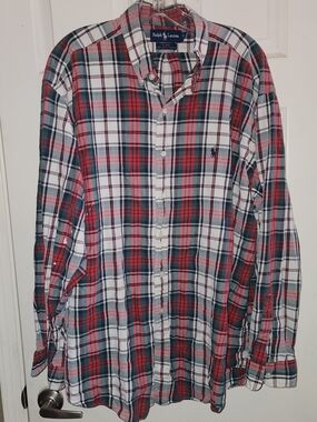 Ralph Lauren Red, Green & White Plaid Button-Down Shirt